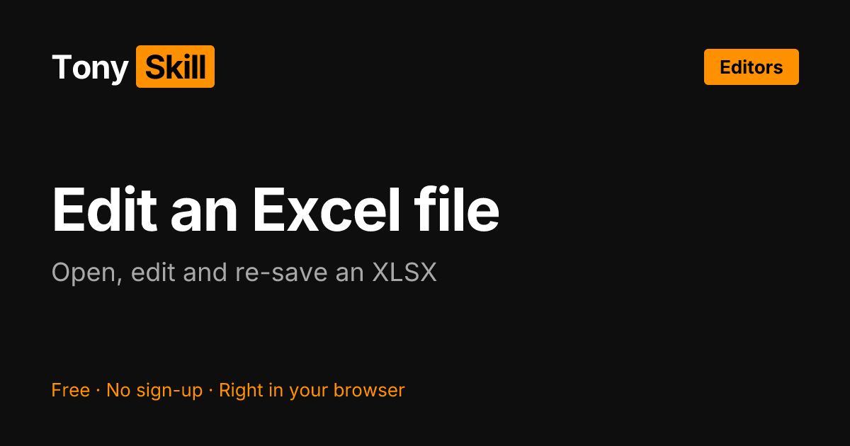Edit an Excel (XLSX) file online for free, without Excel